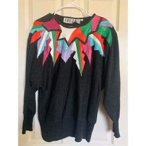 Vintage Erez Leather Embellished Sweater Women’s Medium